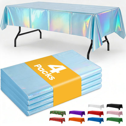 Niuara White Plastic Table Cloth - 4 Pack 54" × 108" Rectangle Disposable Tablecloths for 6FT Tables, Table Cover for Party, Holiday & Gathering Use