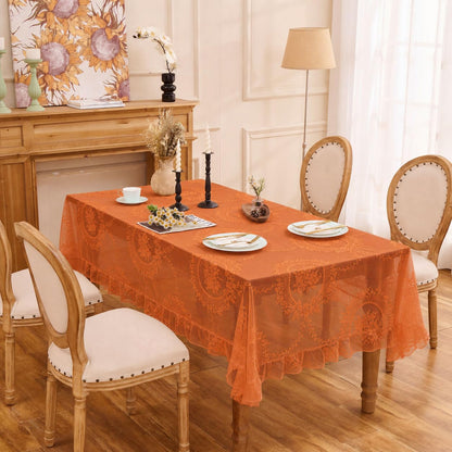 White Lace Floral Embroidered Square Tablecloth 55”x55” Table Cloth