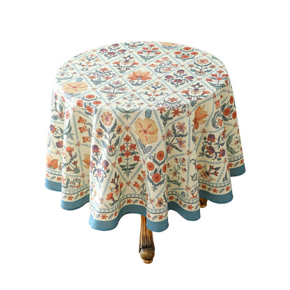 ISAENNE Designer French Linen Rectangular Tablecloth,118"x67"-Cornucopia