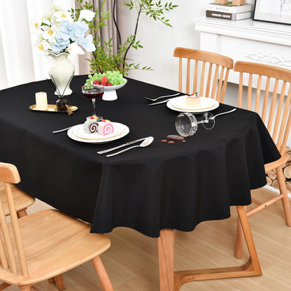 Wolkemer Oval Tablecloth 60 x 102 Inches Faux Linen Water Resistant