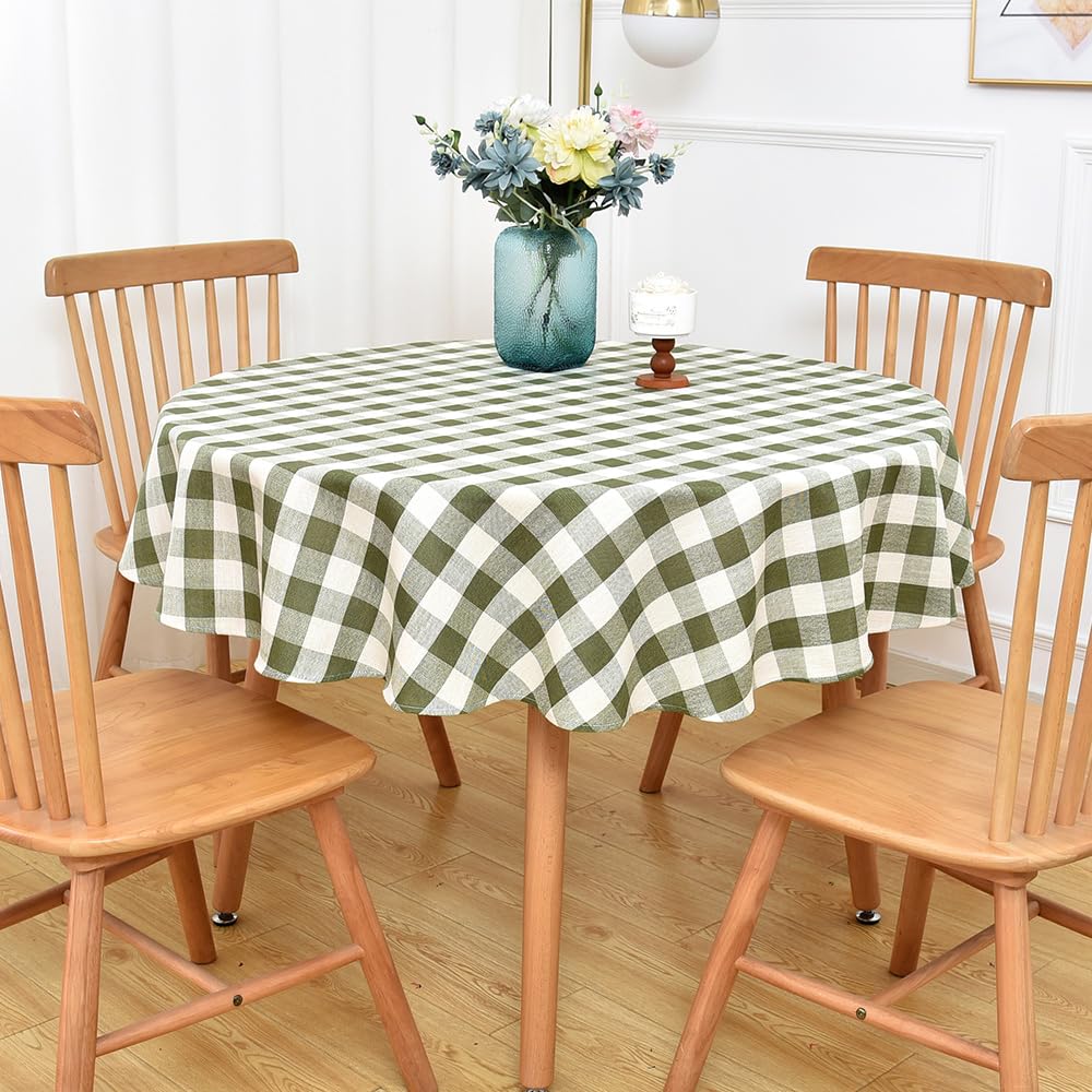 Gingham Tablecloth Rectangle Table Cloth Heavy Duty Cotton Checkered Table Cover for Spring Picnic Kitchen Dining(C-Beige, 52x70 inch)