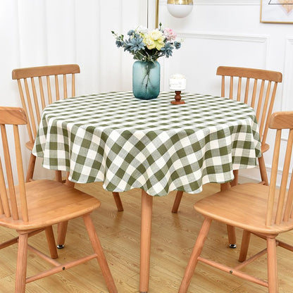 Gingham Tablecloth Rectangle Table Cloth Heavy Duty Cotton Checkered Table Cover for Spring Picnic Kitchen Dining(C-Beige, 52x70 inch)