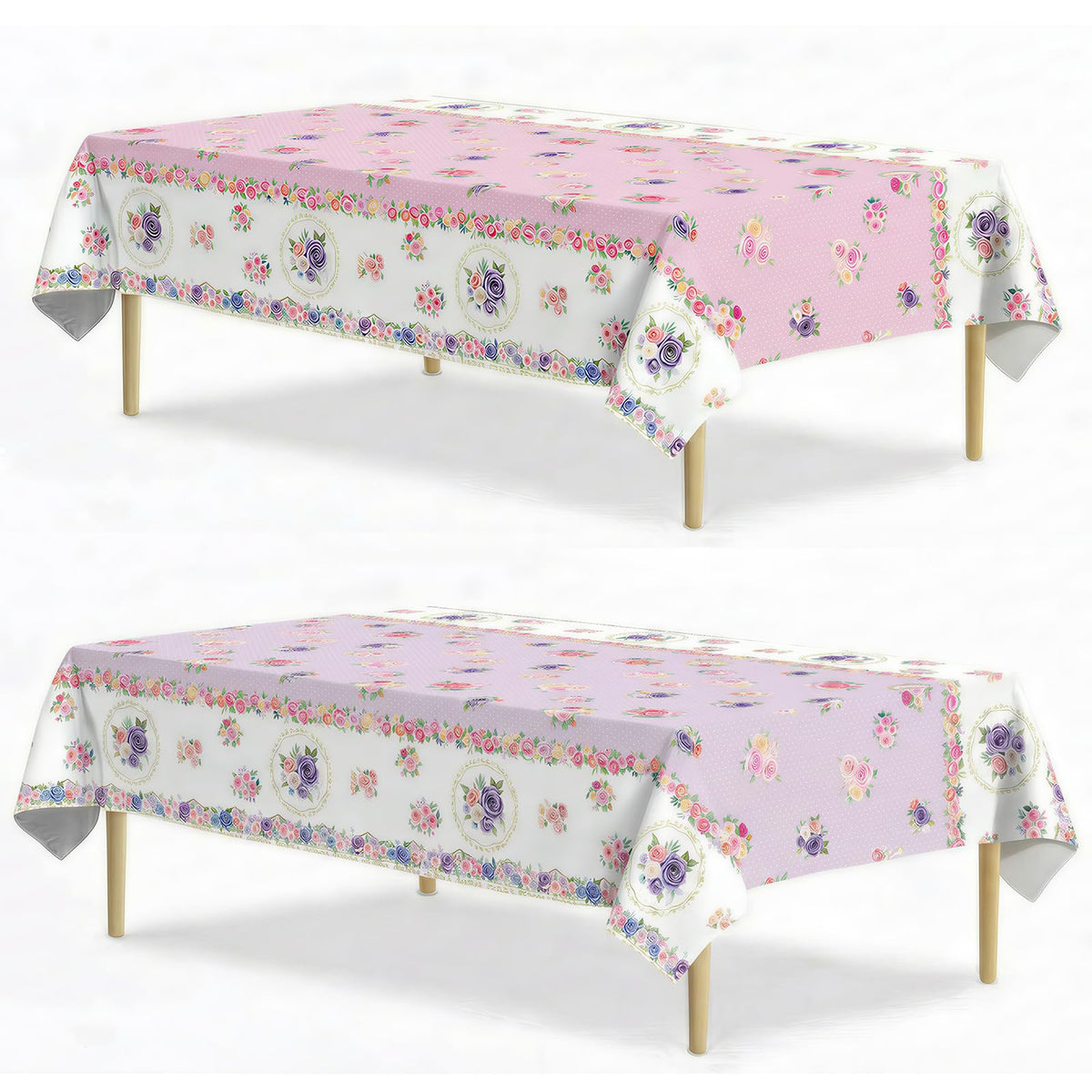Spring Floral Party Tablecloth, 2 Pack Wildflower 54 x 108 Inch Tablecloth for Party Decorations, Butterfly Rectangular Table Cover, Disposable Plastic Table Cloth for Birthday and Celebration Event