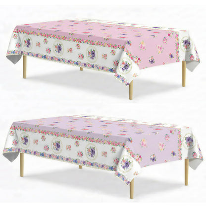 Spring Floral Party Tablecloth, 2 Pack Wildflower 54 x 108 Inch Tablecloth for Party Decorations, Butterfly Rectangular Table Cover, Disposable Plastic Table Cloth for Birthday and Celebration Event