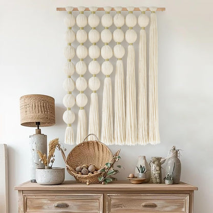 Jakalin Macrame Wall Hanging Handmade Yarn Fiber Art Boho Decor 27"Wx 22"L