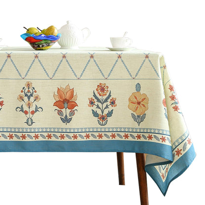 ISAENNE Designer French Linen Rectangular Tablecloth,118"x67"-Cornucopia
