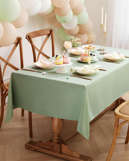 Pureegg Rectangle Linen Tablecloth Waterproof & Stain Resistant, Wrinkle-Free Table Cloth Adds Elegance and Protection, Ideal for Dining, Party, Wedding and Outdoor, 52 x 70 Inch, Sage Green