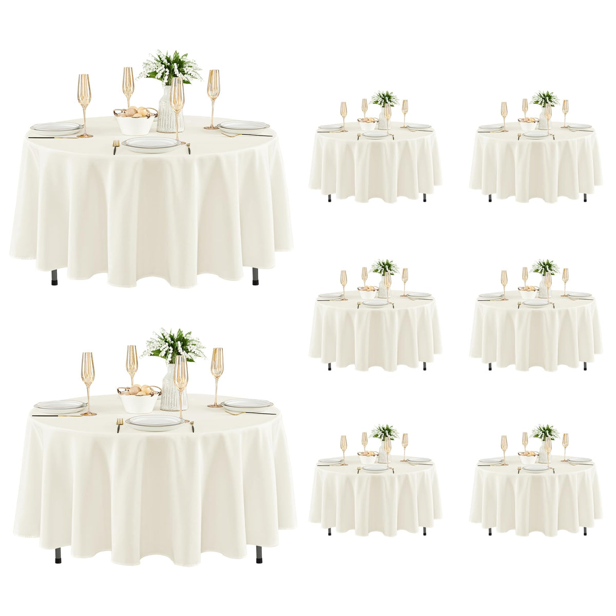 Fitable 6 Pack Ivory Tablecloths 70x120 Inch for 6-8 Ft Rectangle Tables