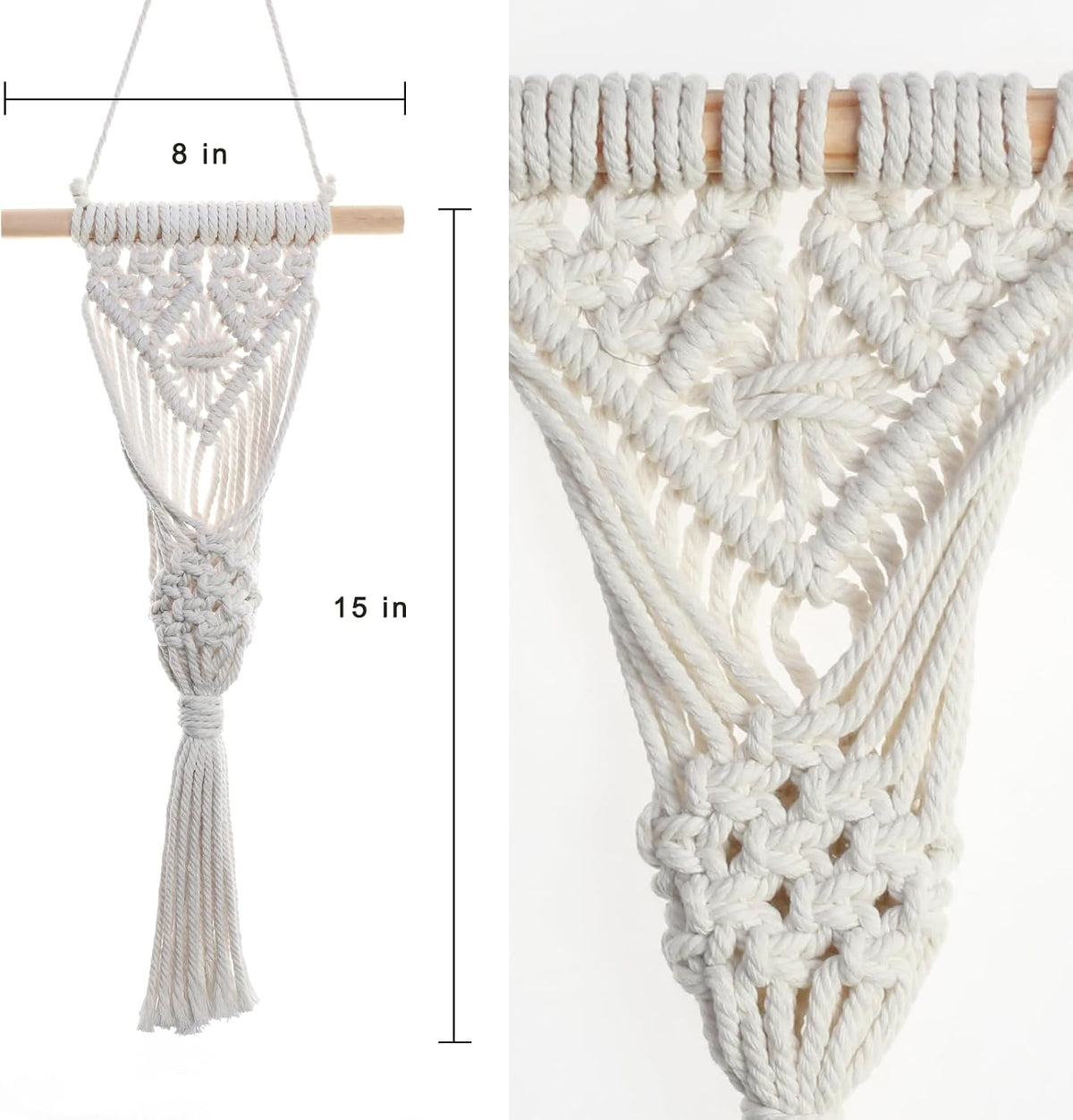 Macrame Hanging Plant Boho Wall Decor with Artificial Eucalyptus Leaves