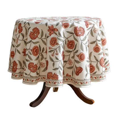 ISAENNE Designer French Linen Rectangular Tablecloth,118"x67"-Cornucopia