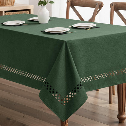 MIULEE Beige Rectangle Tablecloth with Decorative Cutouts 52x70 Inch