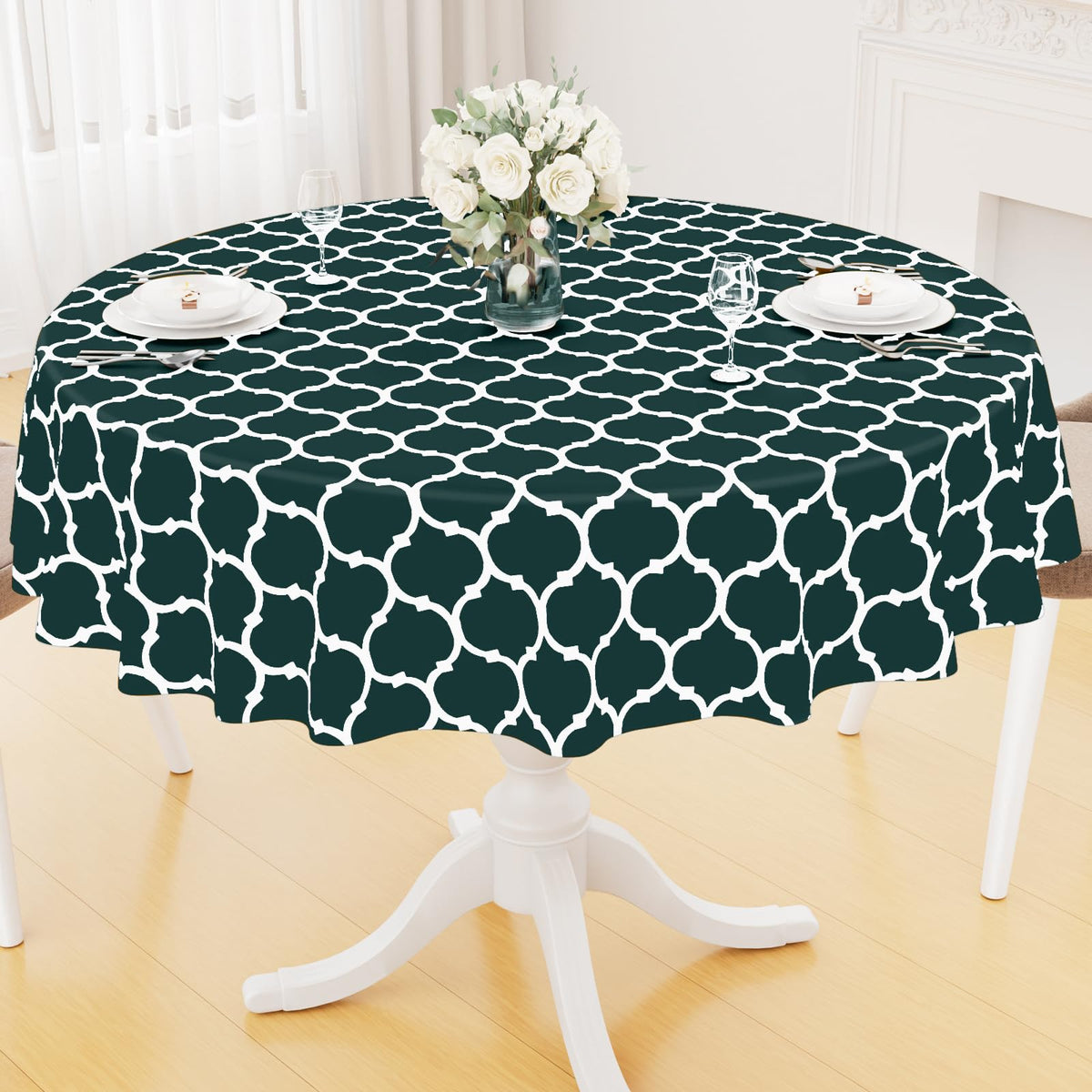 Smiry Rectangle Table Cloth, Flannel Backed Vinyl Tablecloth, 60"x84"