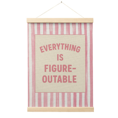 FGFK Everything Is Figureoutable Positive Affirmations Wall Art Poster Hanger Frame, Retro Pink and Green Inspirational Canvas Prints Framed Wall Decor for Office Classroom Home Bedroom, 12x16 Inch