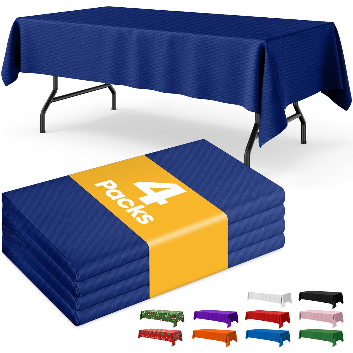 Niuara White Plastic Table Cloth - 4 Pack 54" × 108" Rectangle Disposable Tablecloths for 6FT Tables, Table Cover for Party, Holiday & Gathering Use