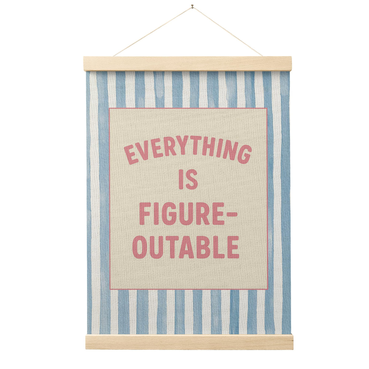 FGFK Everything Is Figureoutable Positive Affirmations Wall Art Poster Hanger Frame, Retro Pink and Green Inspirational Canvas Prints Framed Wall Decor for Office Classroom Home Bedroom, 12x16 Inch