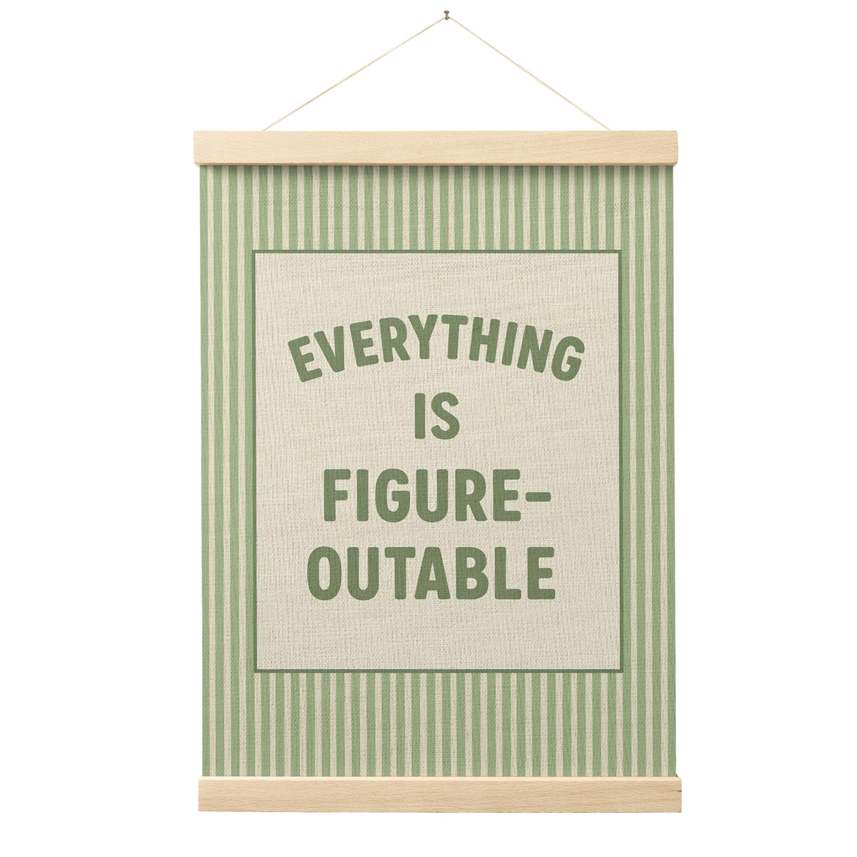 FGFK Everything Is Figureoutable Positive Affirmations Wall Art Poster Hanger Frame, Retro Pink and Green Inspirational Canvas Prints Framed Wall Decor for Office Classroom Home Bedroom, 12x16 Inch
