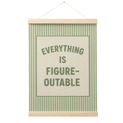 FGFK Everything Is Figureoutable Positive Affirmations Wall Art Poster Hanger Frame, Retro Pink and Green Inspirational Canvas Prints Framed Wall Decor for Office Classroom Home Bedroom, 12x16 Inch