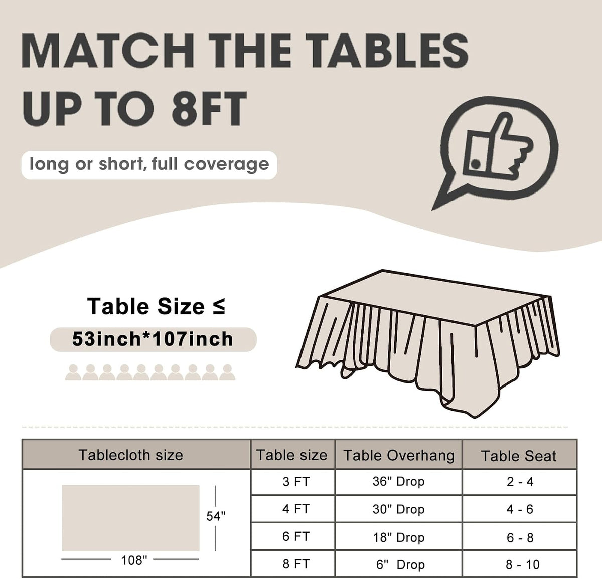 D&Z 12 Pack White Disposable Plastic Tablecloth 54"x108" Table Cover