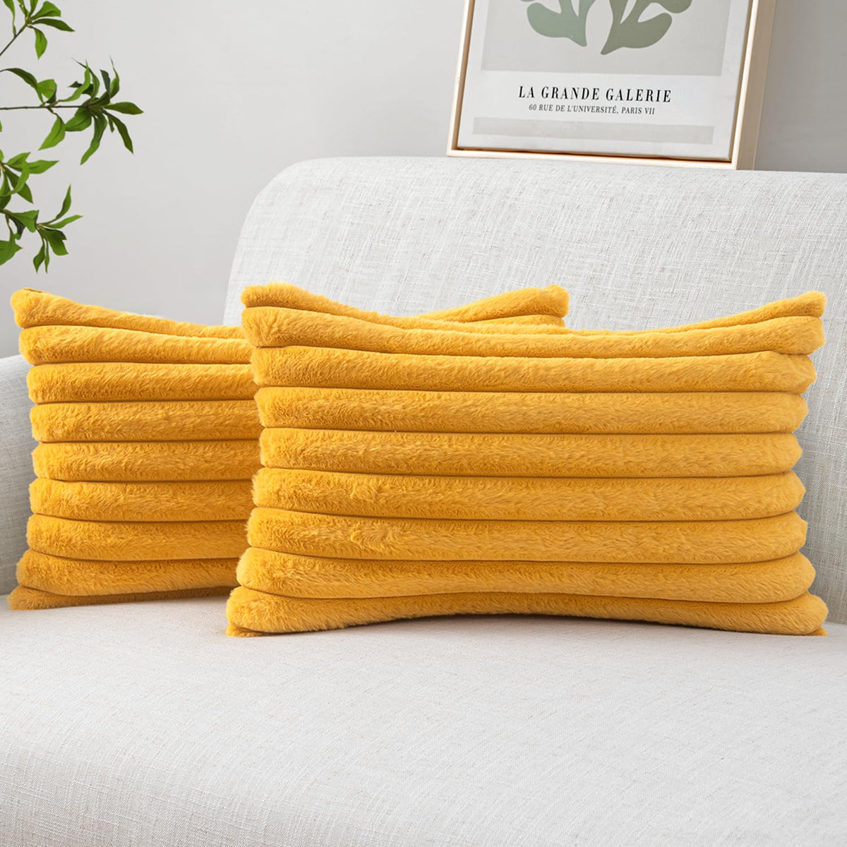 MIULEE Faux Fur Decorative Throw Pillow Covers 18x18 Set of 2 Sage Green