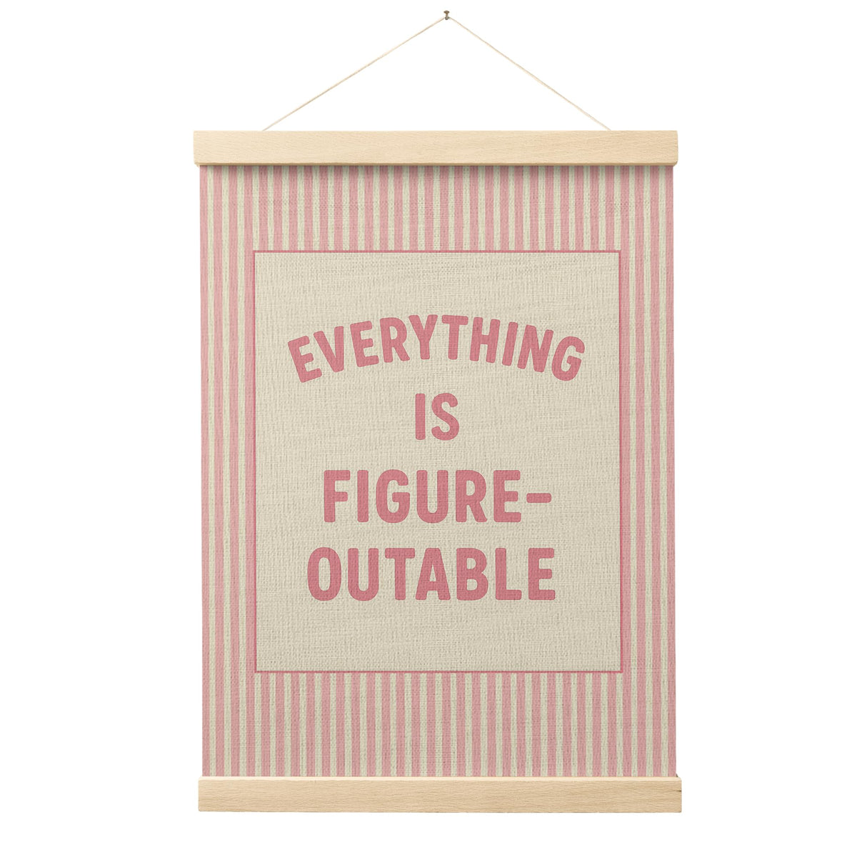 FGFK Everything Is Figureoutable Positive Affirmations Wall Art Poster Hanger Frame, Retro Pink and Green Inspirational Canvas Prints Framed Wall Decor for Office Classroom Home Bedroom, 12x16 Inch