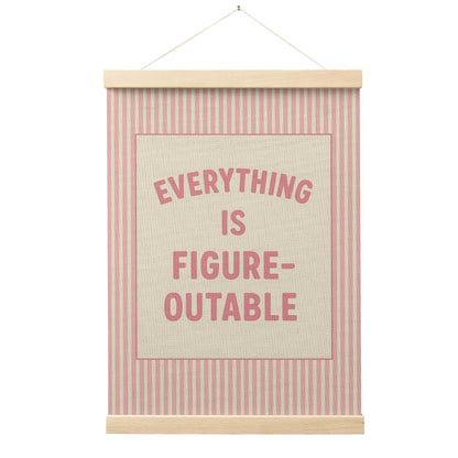 FGFK Everything Is Figureoutable Positive Affirmations Wall Art Poster Hanger Frame, Retro Pink and Green Inspirational Canvas Prints Framed Wall Decor for Office Classroom Home Bedroom, 12x16 Inch