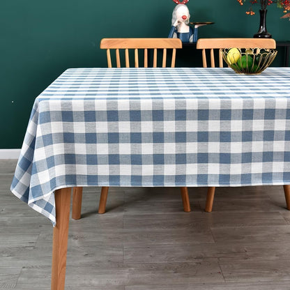 Gingham Tablecloth Rectangle Table Cloth Heavy Duty Cotton Checkered Table Cover for Spring Picnic Kitchen Dining(C-Beige, 52x70 inch)
