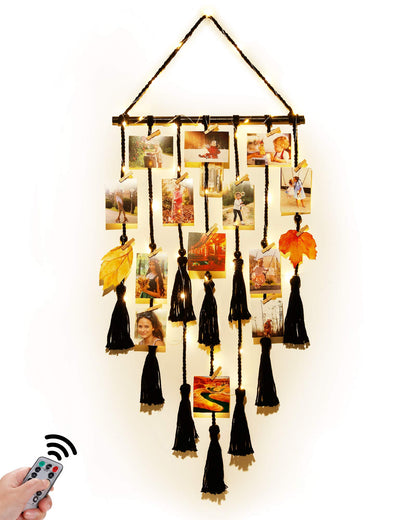 Macrame Wall Hanging Photo Display Boho Room Decor for Teen Girl Gifts