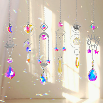 6Pieces Colorful Crystals Suncatcher Hanging Sun Catcher with Chain