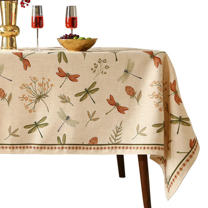 ISAENNE Designer French Linen Rectangular Tablecloth,118"x67"-Cornucopia