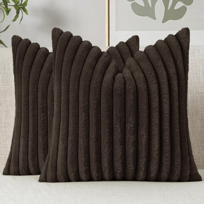 MIULEE Faux Fur Decorative Throw Pillow Covers 18x18 Set of 2 Sage Green