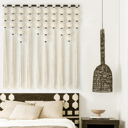 Macrame Wall Hanging Dip Dyed Blue Yarn Wall Art Tassel Decor 27" W*31" L