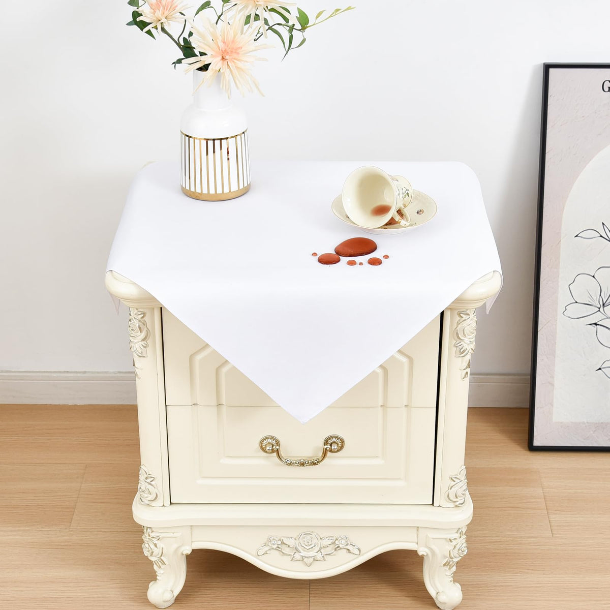 Wolkemer Oval Tablecloth 60 x 102 Inches Faux Linen Water Resistant