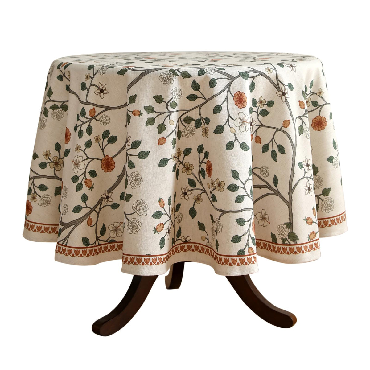ISAENNE Designer French Linen Rectangular Tablecloth,118"x67"-Cornucopia