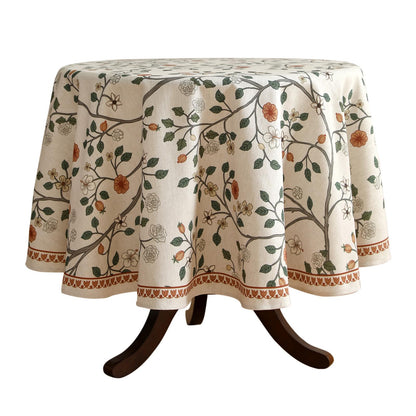 ISAENNE Designer French Linen Rectangular Tablecloth,118"x67"-Cornucopia
