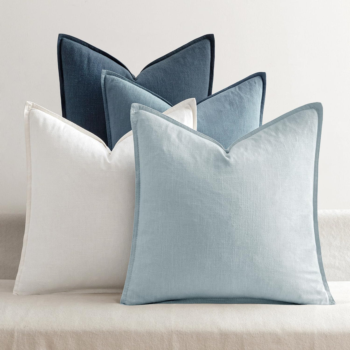 MIULEE Neutral Brown Boho Linen Pillow Covers 18x18 Inch Pack of 4