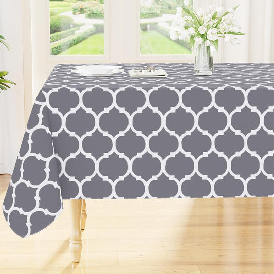 Smiry Rectangle Table Cloth, Flannel Backed Vinyl Tablecloth, 60"x84"
