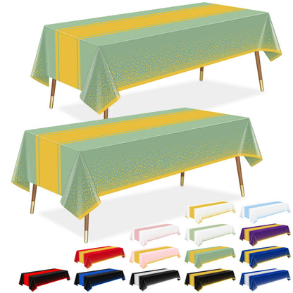 LANLISA Sage Green and Gold Tablecloth Party Decorations 2 Pack, Disposable Plastic Table Cloths for Baby Shower Birthday Wedding Party Decor