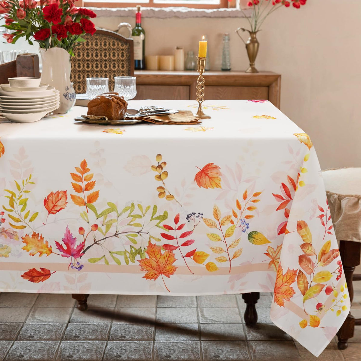 Bnejvif Halloween Tablecloth 60×84 Inch Rectangular,Spiderweb Pumpkin Washable Table Cover for Party Picnic Dinner Decor