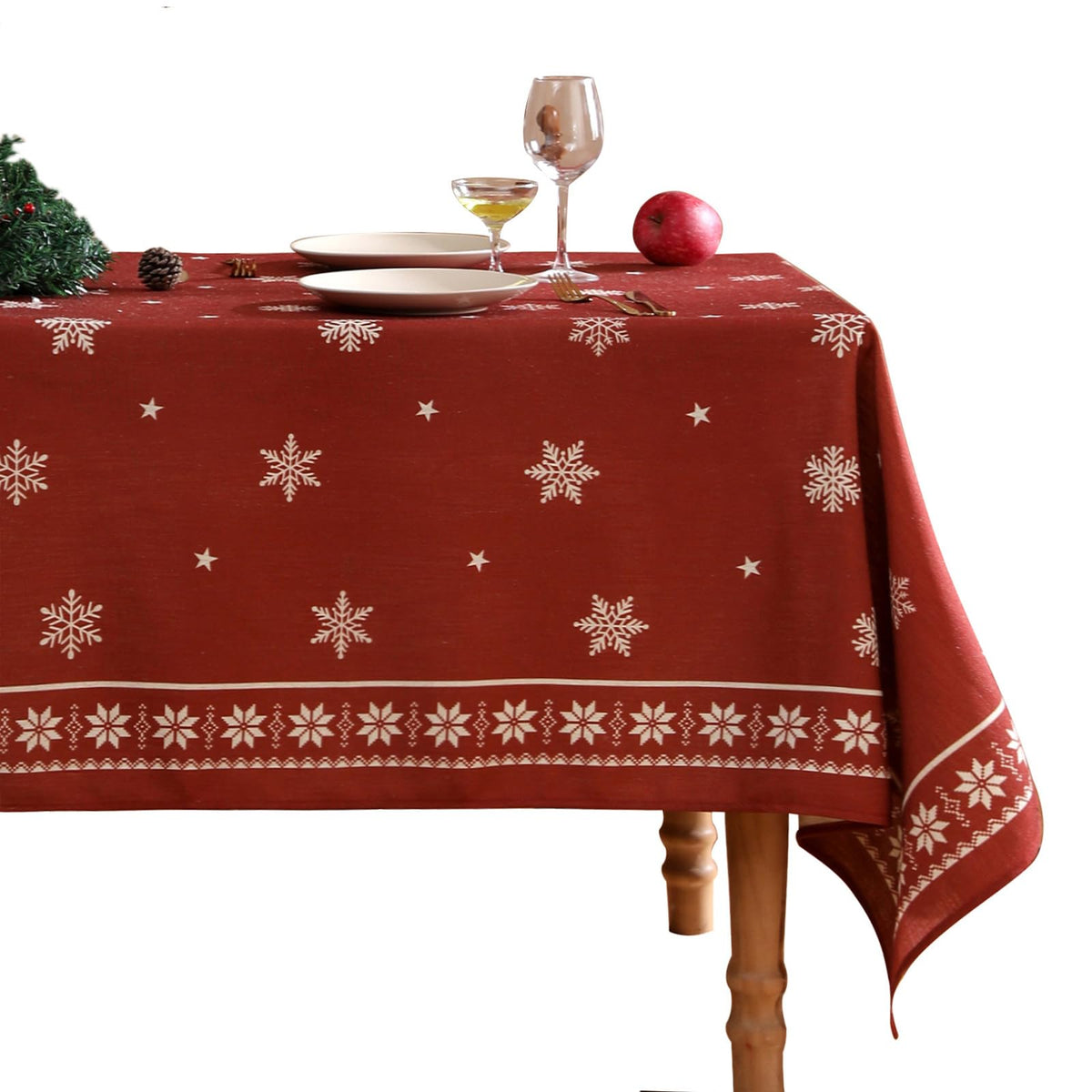 ISAENNE Designer French Linen Rectangular Tablecloth,118"x67"-Cornucopia