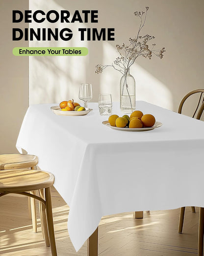 Pureegg Polyester Tablecloth 60" x 102" Reusable Washable 2 Pack White