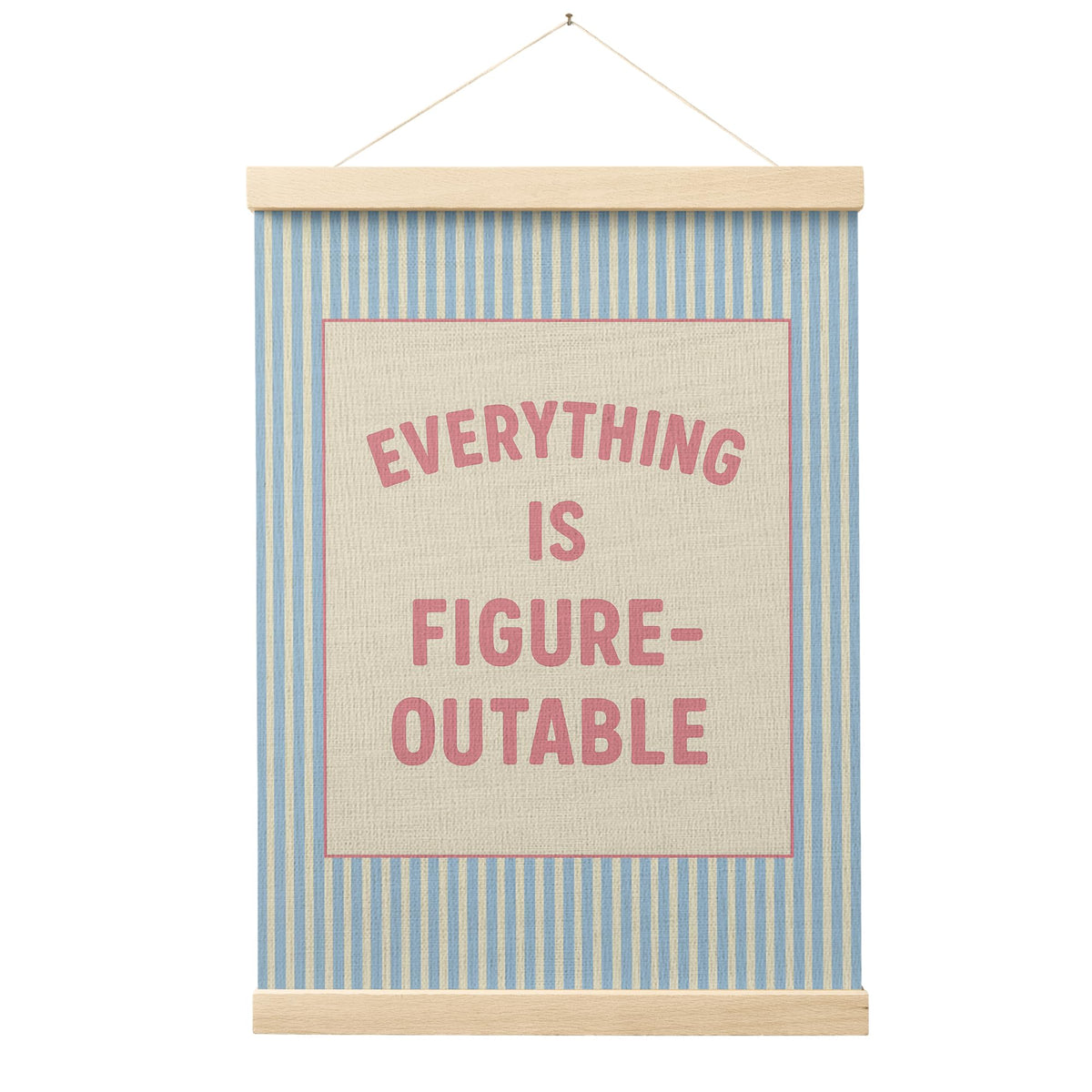 FGFK Everything Is Figureoutable Positive Affirmations Wall Art Poster Hanger Frame, Retro Pink and Green Inspirational Canvas Prints Framed Wall Decor for Office Classroom Home Bedroom, 12x16 Inch