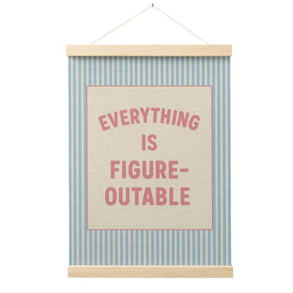 FGFK Everything Is Figureoutable Positive Affirmations Wall Art Poster Hanger Frame, Retro Pink and Green Inspirational Canvas Prints Framed Wall Decor for Office Classroom Home Bedroom, 12x16 Inch
