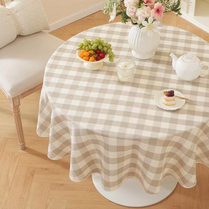 Laolitou Spring Pink Gingham Table Cloth Rectangle Tables Buffalo Plaid Checkered Tablecloth Cotton Linen Farmhouse Tablecloths Washable Wrinkle Free for Picnic Kitchen, 60"x75" 4-6 Seats