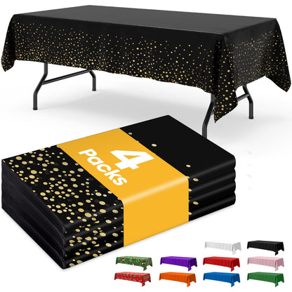 Niuara White Plastic Table Cloth - 4 Pack 54" × 108" Rectangle Disposable Tablecloths for 6FT Tables, Table Cover for Party, Holiday & Gathering Use