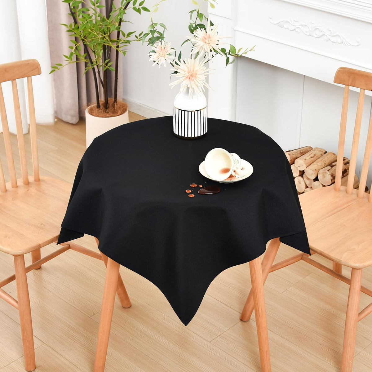 Wolkemer Oval Tablecloth 60 x 102 Inches Faux Linen Water Resistant