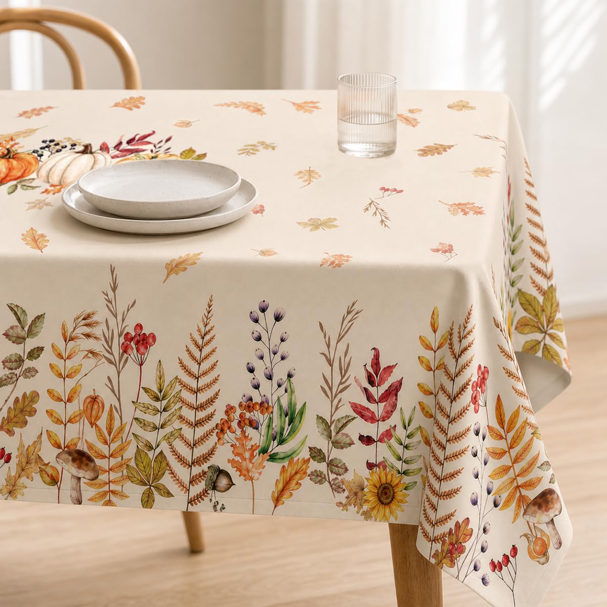 Bnejvif Halloween Tablecloth 60×84 Inch Rectangular,Spiderweb Pumpkin Washable Table Cover for Party Picnic Dinner Decor