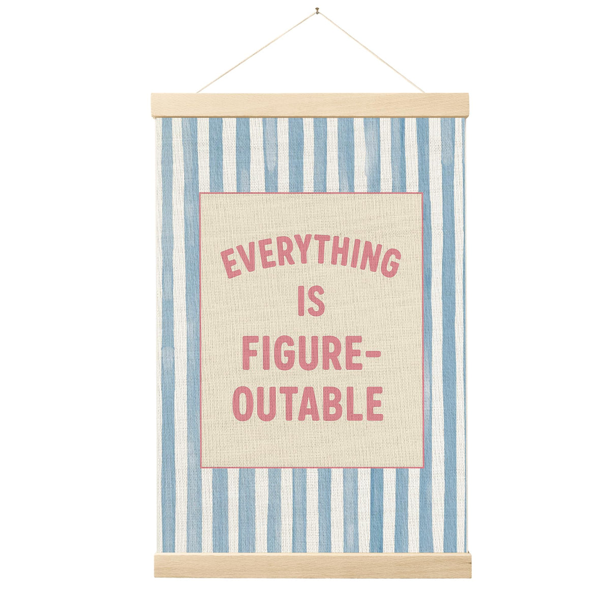 FGFK Everything Is Figureoutable Positive Affirmations Wall Art Poster Hanger Frame, Retro Pink and Green Inspirational Canvas Prints Framed Wall Decor for Office Classroom Home Bedroom, 12x16 Inch
