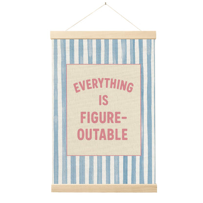 FGFK Everything Is Figureoutable Positive Affirmations Wall Art Poster Hanger Frame, Retro Pink and Green Inspirational Canvas Prints Framed Wall Decor for Office Classroom Home Bedroom, 12x16 Inch