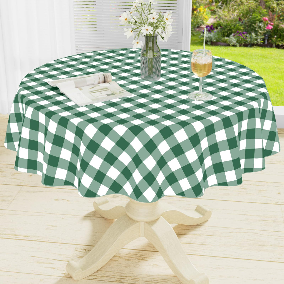misaya Rectangular Waterproof Vinyl Table Cloth, Flannel Backed Tablecloth