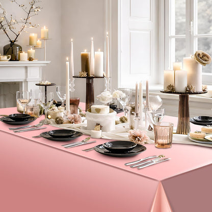 3 Pack Rose Gold Plastic Tablecloth, Dusty Pink Disposable Rectangle Table Covers, Holographic Metallic Foil Tablecloth Rose Party Supplies Decorations for Birthday Wedding Bachelorette, 54x108Inch